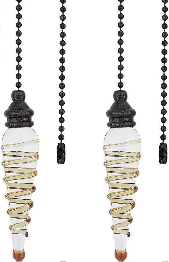 2Pcs Ceiling Fan Pull Chain Set 15 Inches Decorative Glass Beaded Ball Pull String Ornament Pendant Extension Chains for Ceiling Light Lamp Fan Chain 