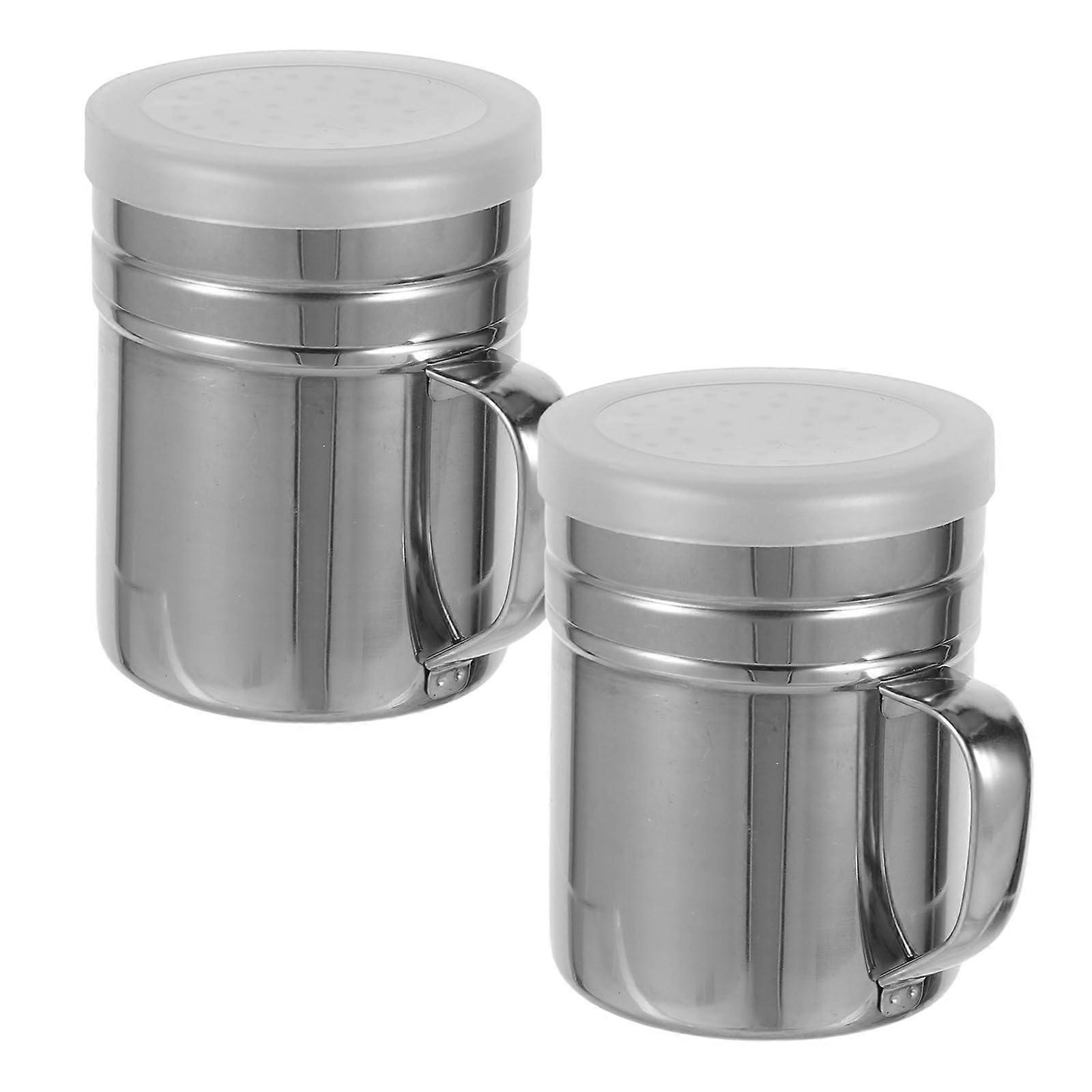 2 Pack Powder Sugar Shaker with Lid – Refillable Spice and Seasoning Sifter for Baking and Holiday Cooking 9.1x7.7x7.1cm