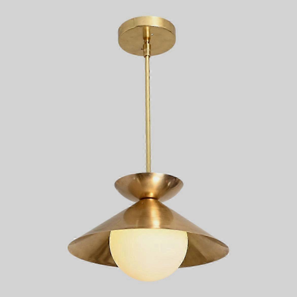Modern Brass Pendant With Opal Globe – Aesthetic Vintage Ceiling Light