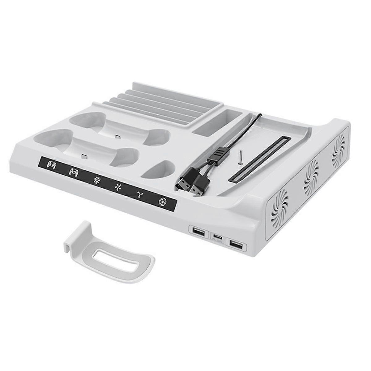 Multi-Function Cooling Base for Slim Game Console with Disc Storage RackSuitable for Controller Two-