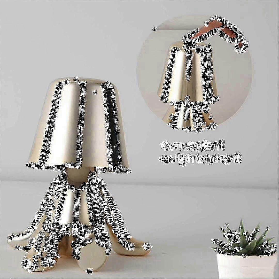 w Bedside Touch Table Lamp, Gold Thinker Lamp Desk Light Cordless Rechargeable Portable Decorative Nightstand Lamp With Usb Charging-YKY416