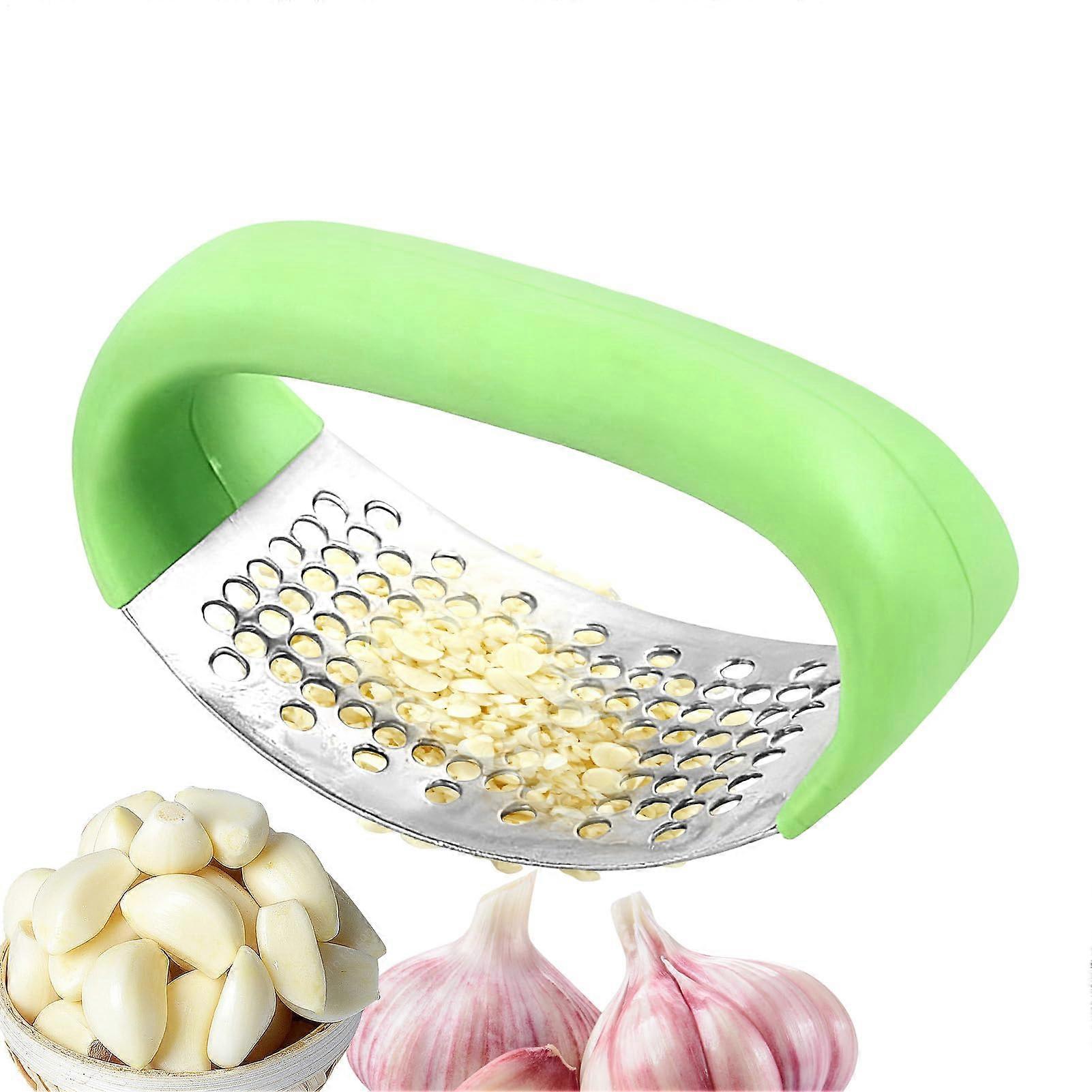 Garlic Press Rocker Stainless Steel Crusher with Ergonomic Ring Handle for Fast Garlic Mincing