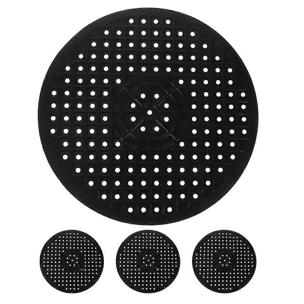 Drain Mat Rubber Sink Protector Pad for Kitchen Use 4Pcs Black Round