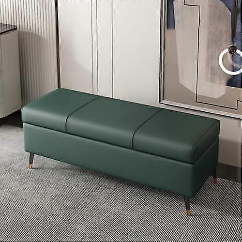 Storage Bench with Cushioned Seat and Hidden Shoe Storage for Entryway or Bedroom, 47 Inch