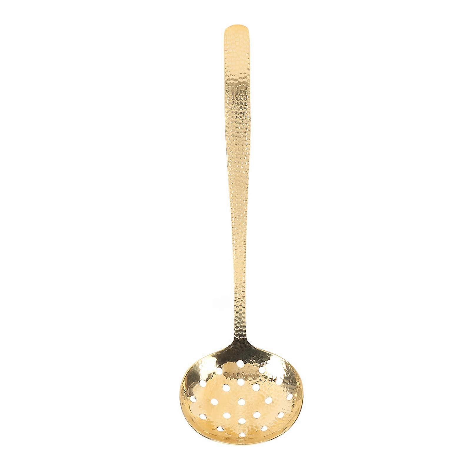 Brass Soup Ladle with Elegant Hammered Finish, Long Handle Gold Serving Spoon for Kitchen
