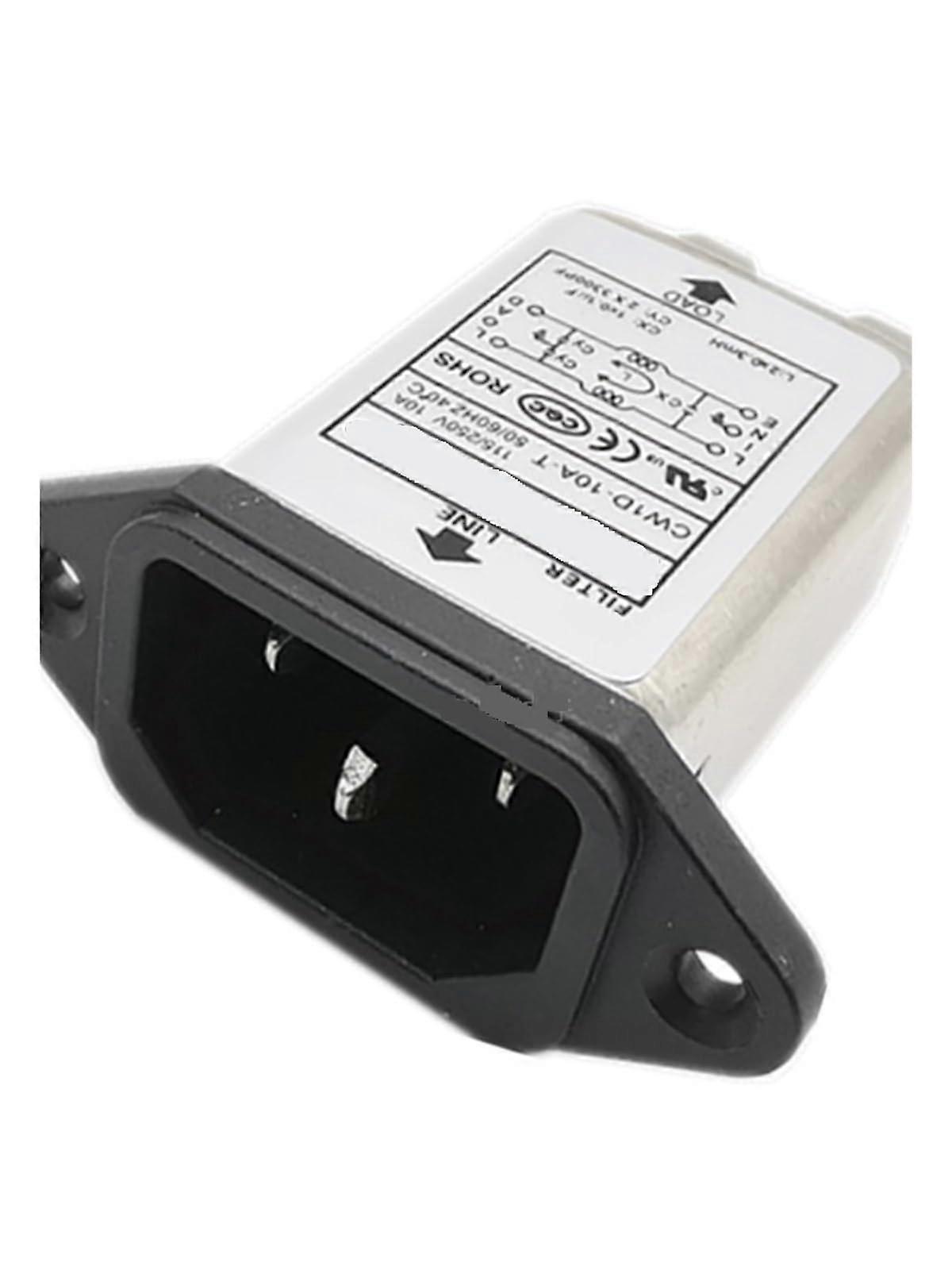 EMI Power Line Filter AC Socket 10A IEC Inlet with Switch Noise Reduction Stable Power