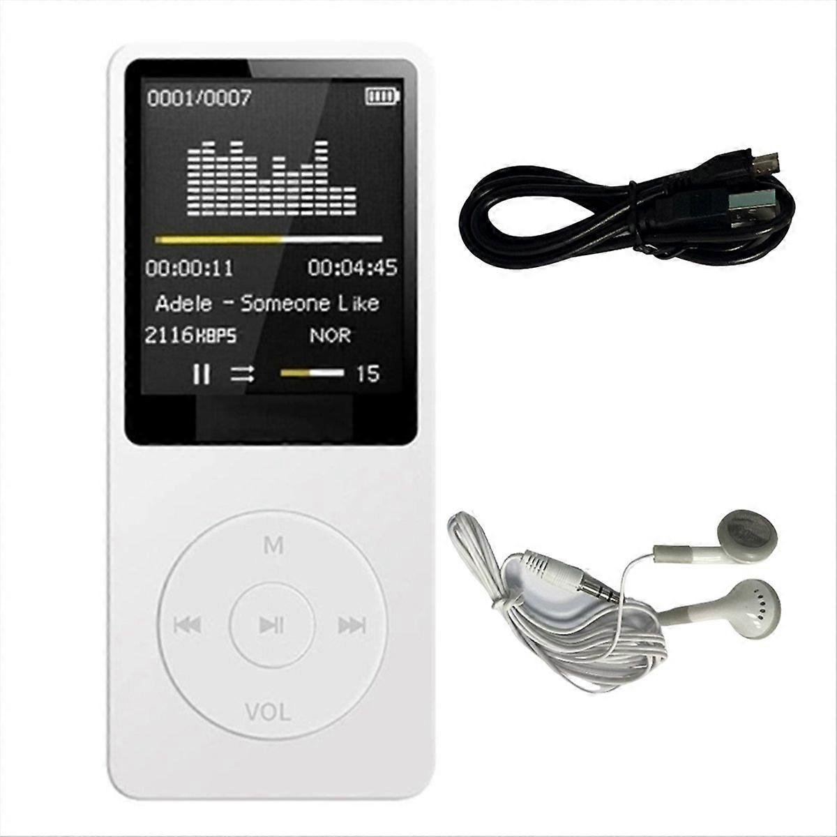 MP3 Player USB Charging Record Digital Display Screen White