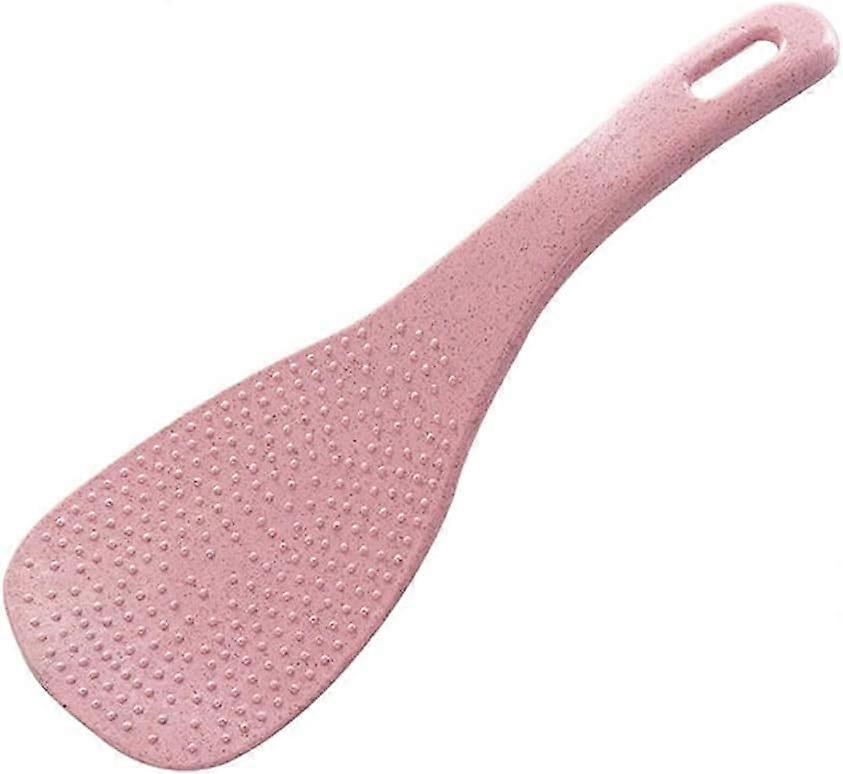 Pink Wheat Straw Rice Paddle NonStick Serving Spoon with Lightweight Ergonomic Grip for Cooking
