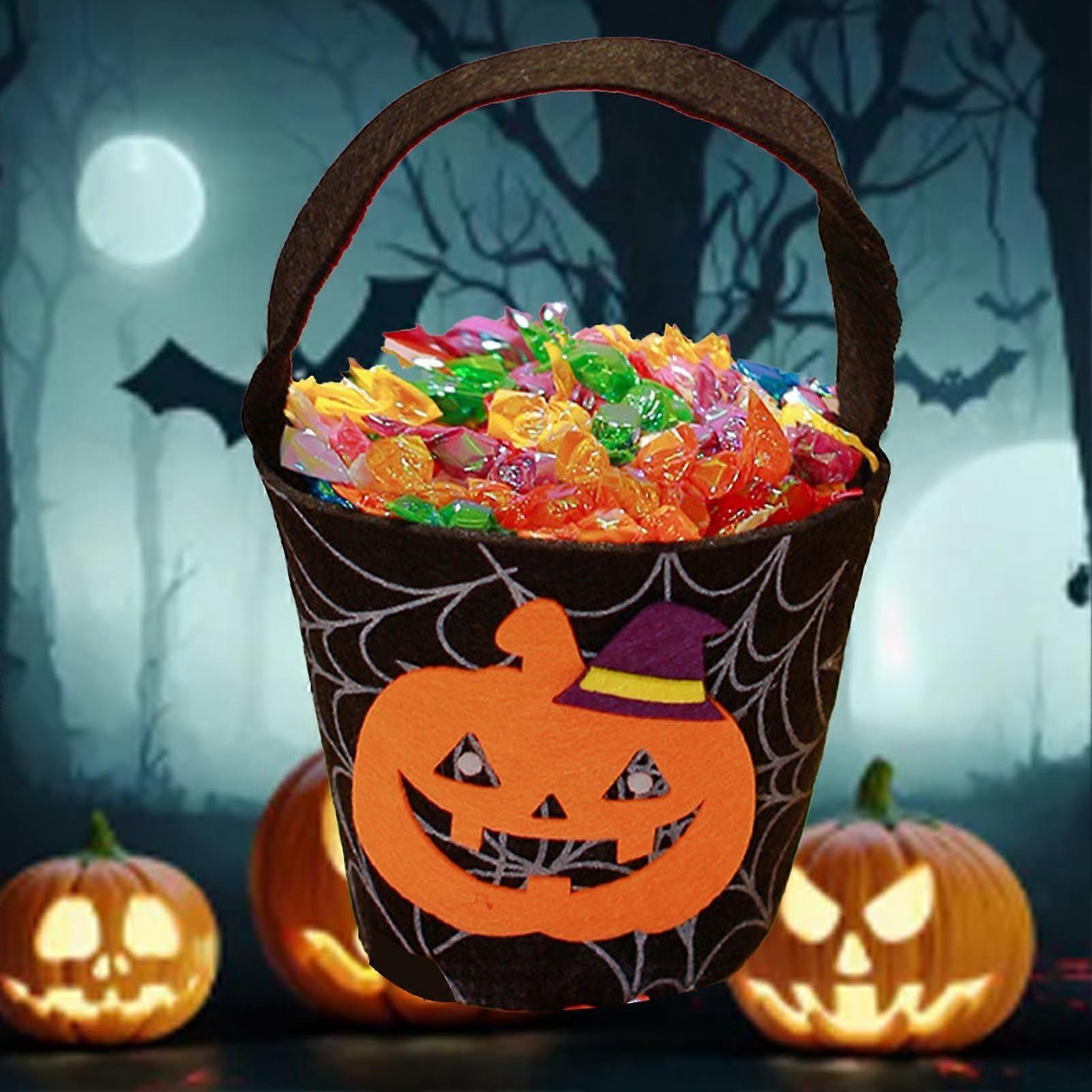 Halloween Candy Bag with Spider Web Design, Durable Trick or  Basket for Kids, Non Woven Fabric