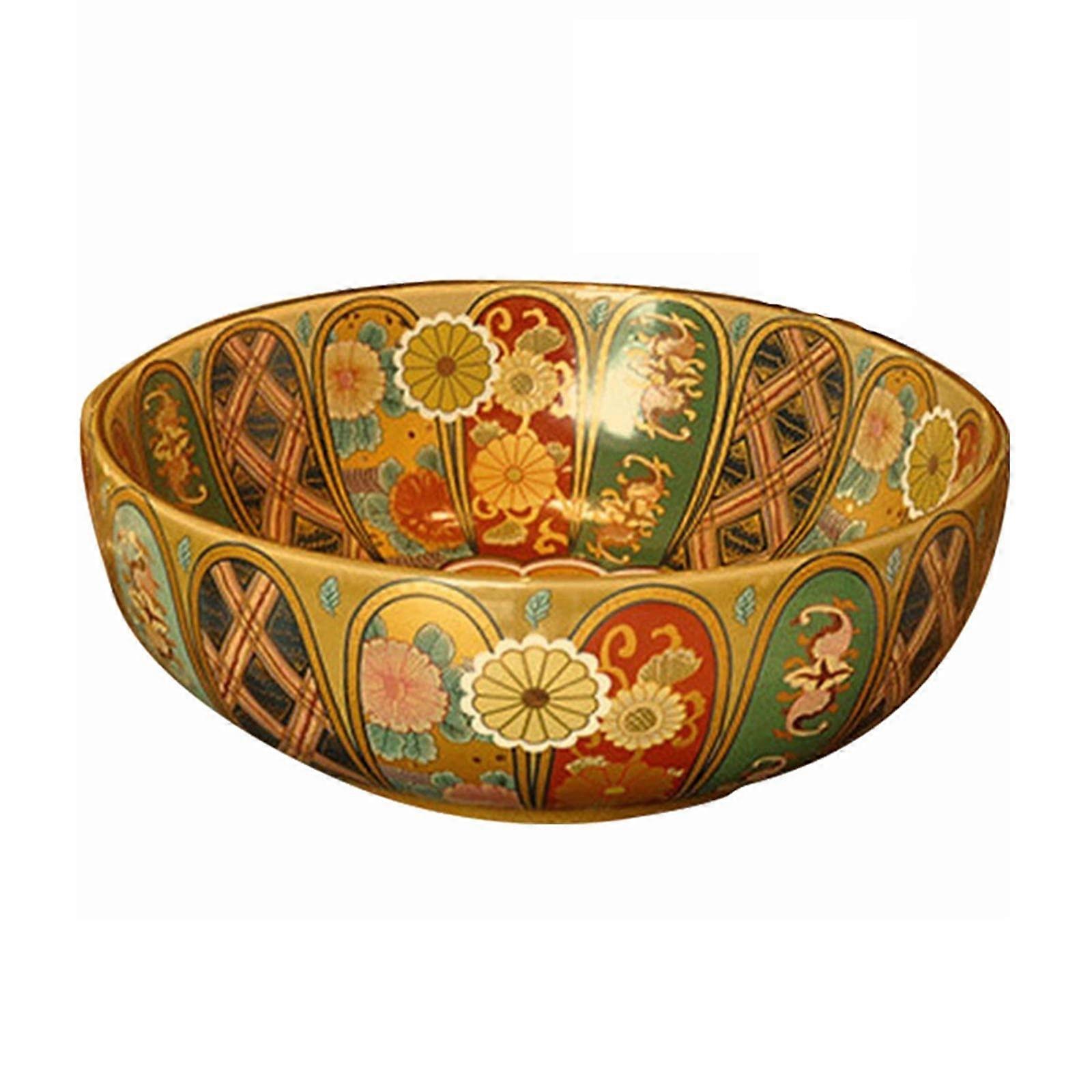 Bathroom Vessel Sink, Above Counter Round Ceramic Basin with Modern Minimalist Design, Durable and Scratch Resistant