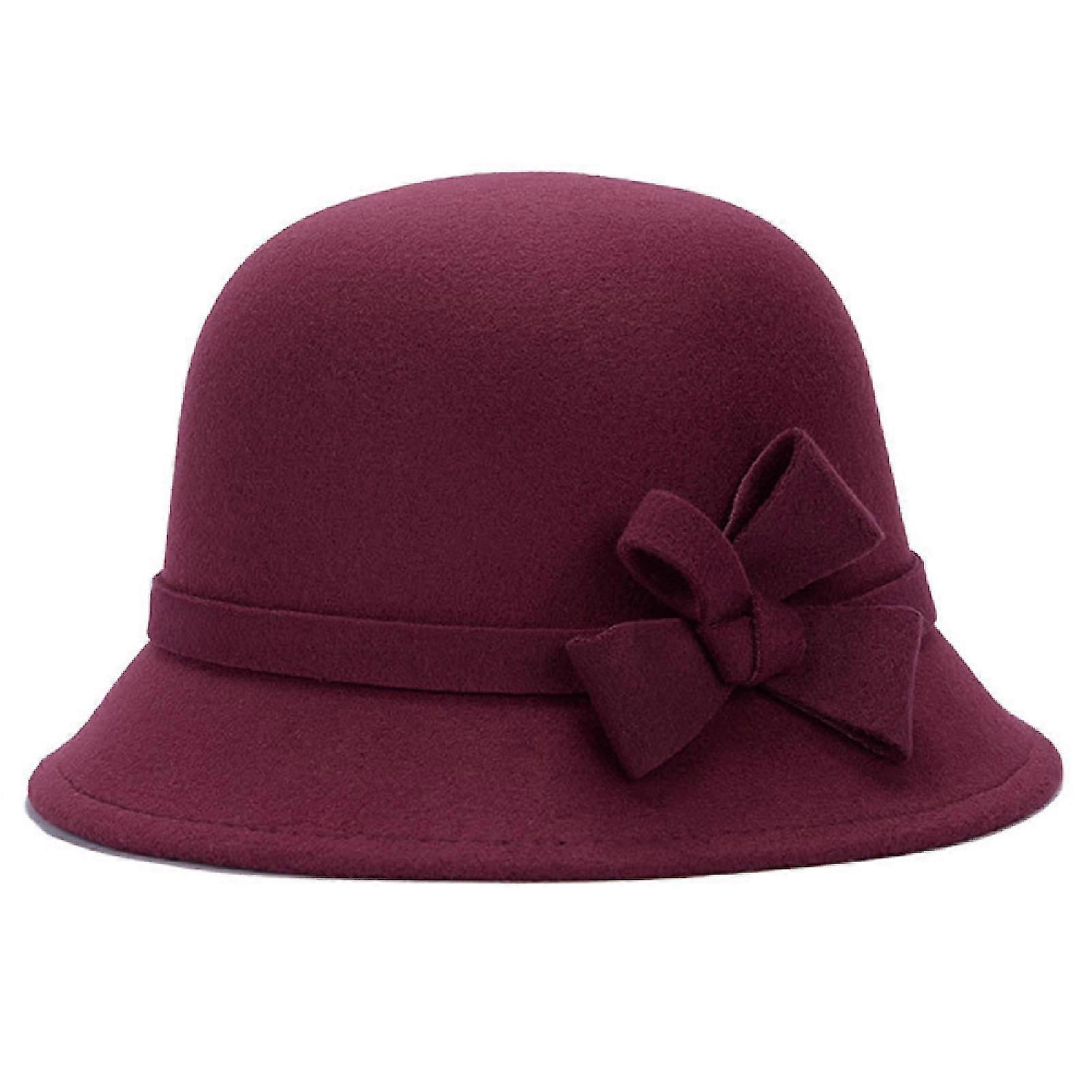 Cap Solid Color Comfortable Faux Wool Wide Brim Hat For Tea Party