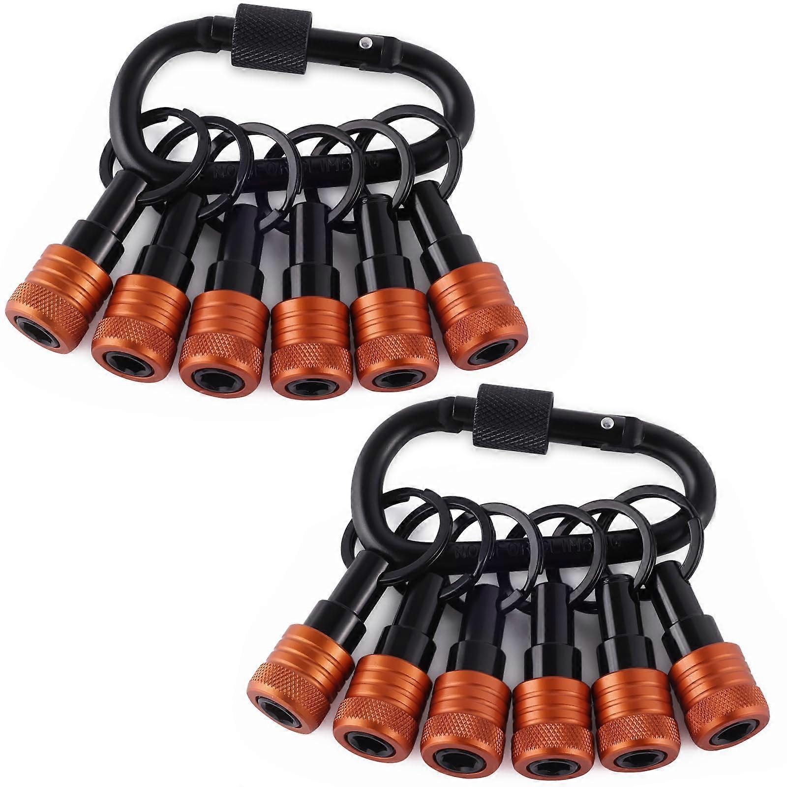 Bit Holder Keychain 12 Pcs Set, 1/4 Inch Hex Shank Quick Release for Impact Drill, Orange
