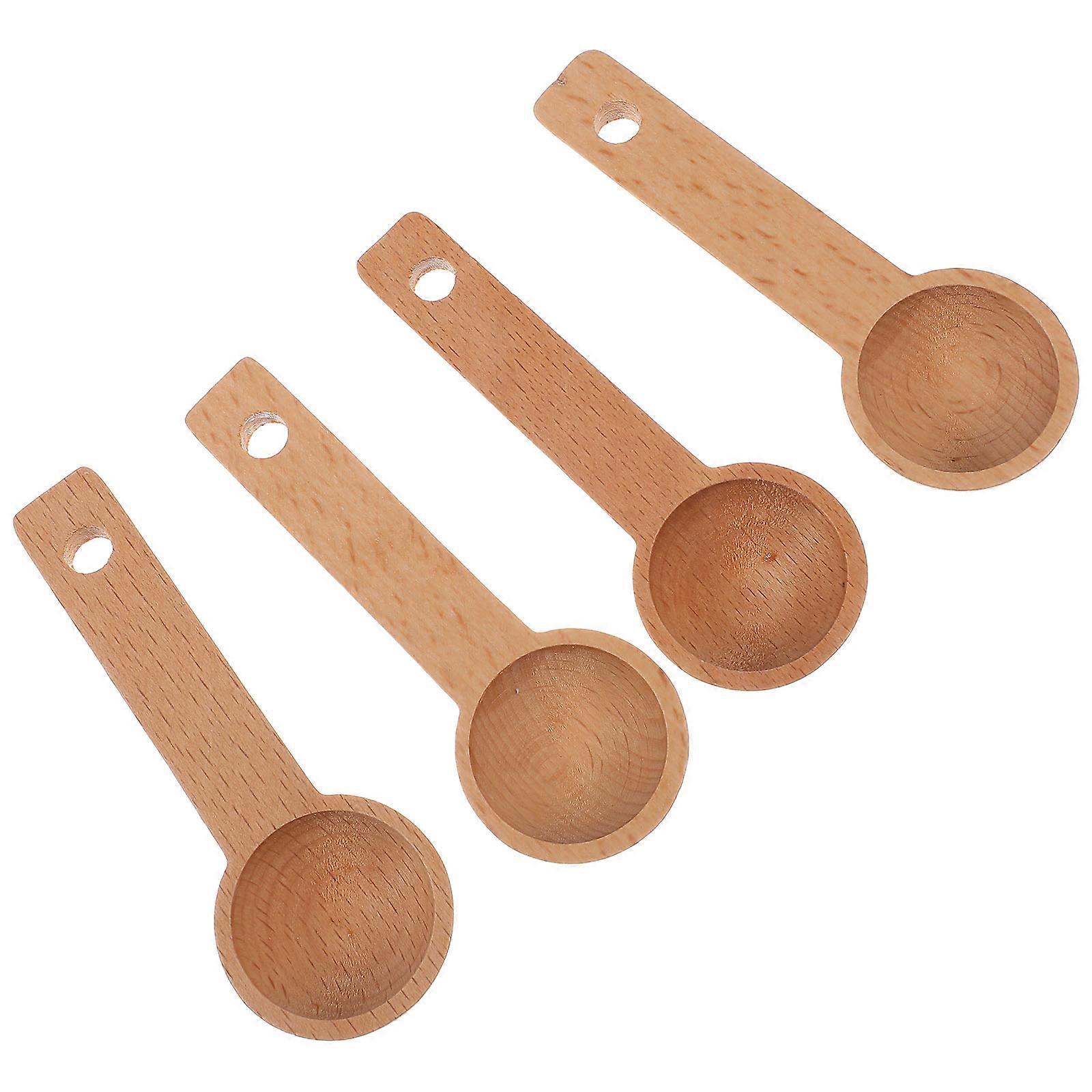 Wooden Coffee Scoop for Measuring Grounds 4Pcs Kitchen Spoons