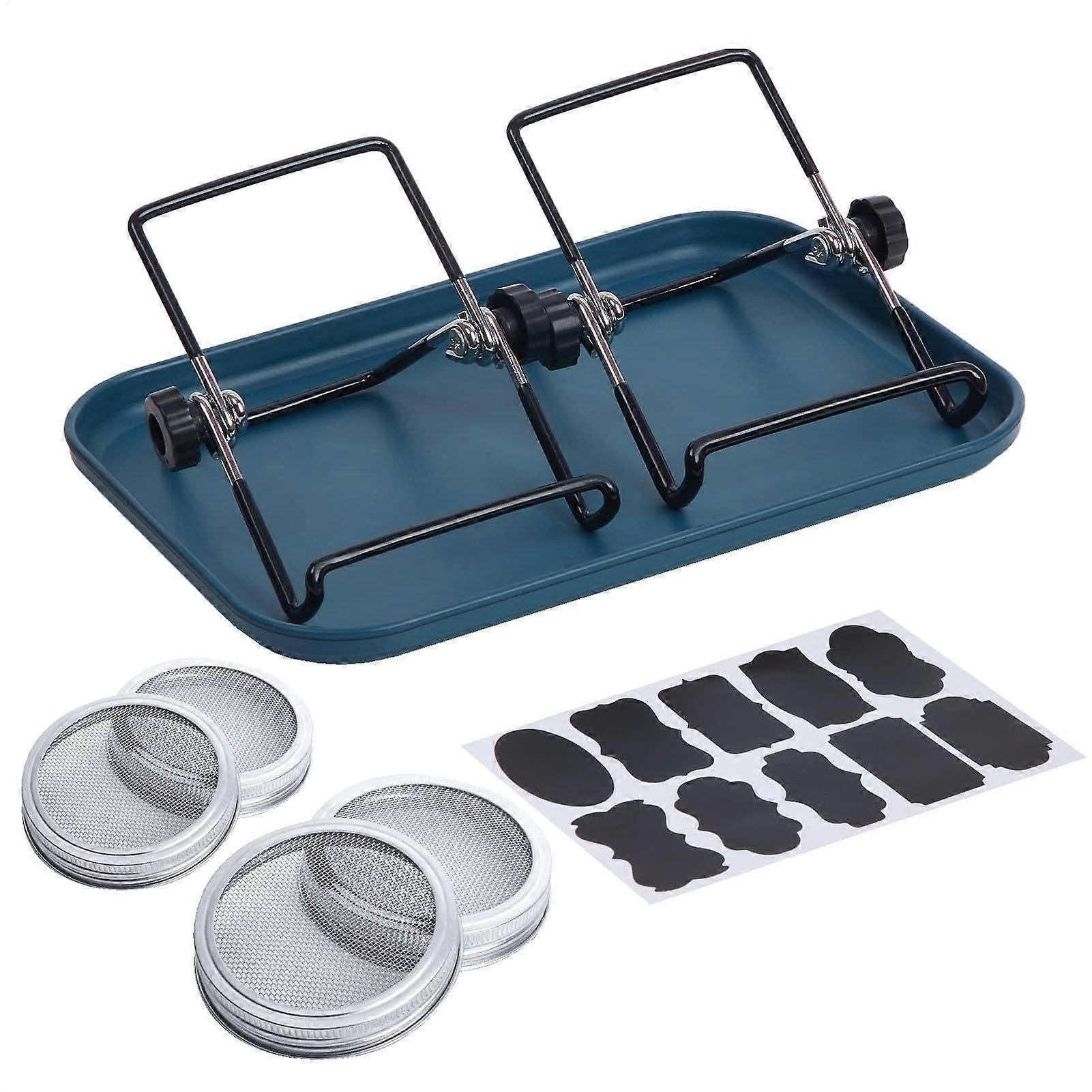 Sprouting Jar Kit with RustProof Stainless Lid, Stand and Tray for Indoor Seed Sprouting Beginners