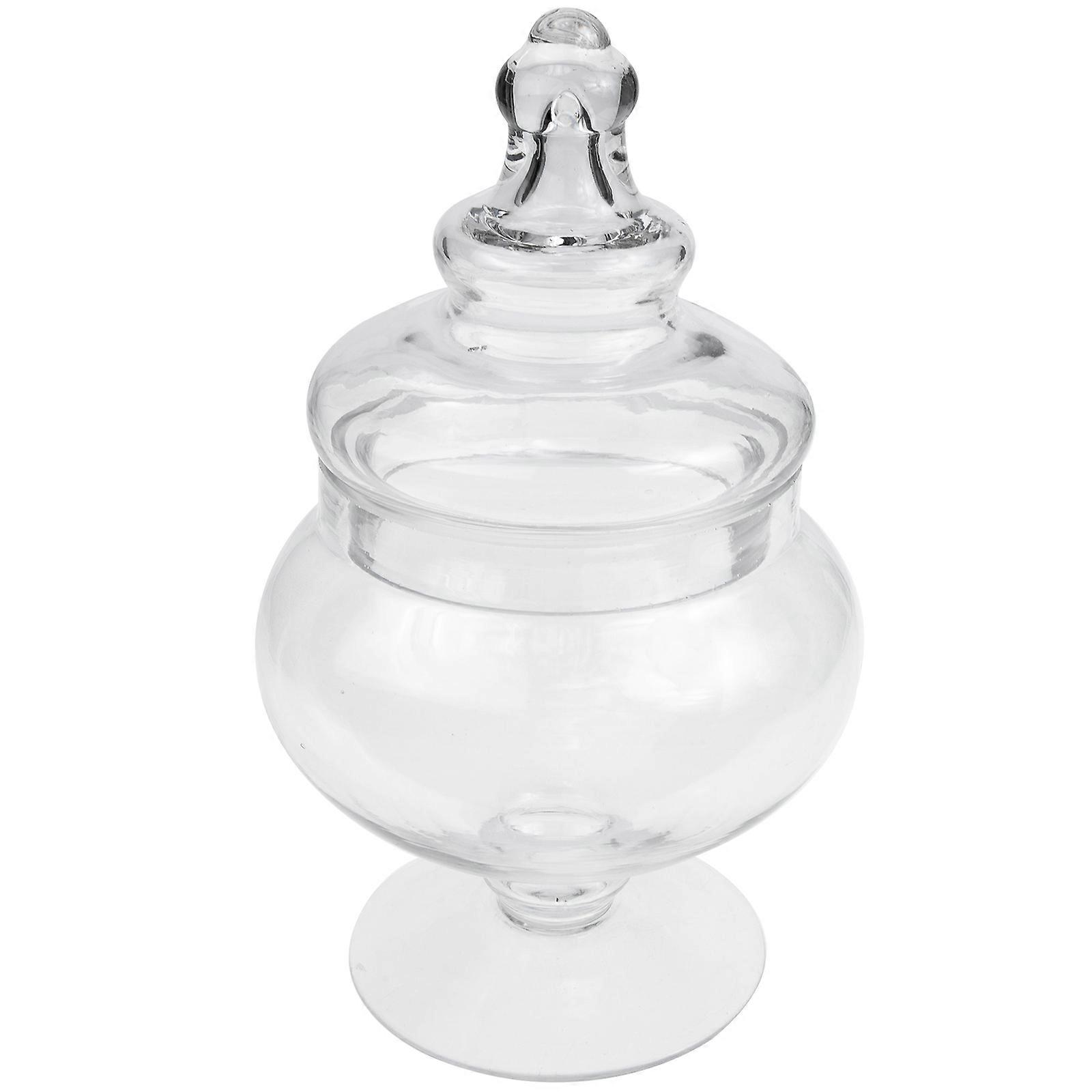 Glass Candy Jar for Storage Use with Lid One Piece Transparent Container