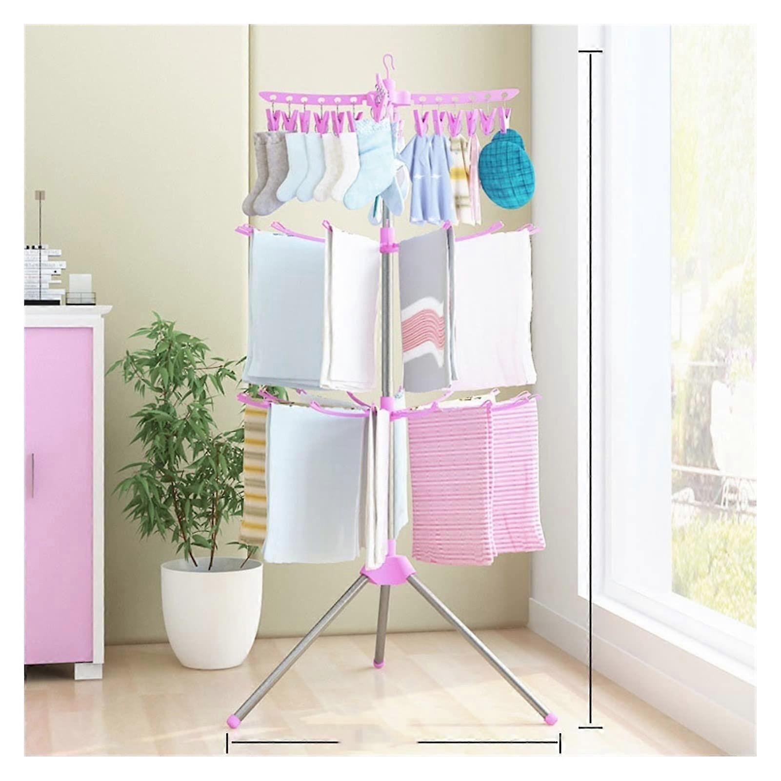 3 Tier Foldable Clothes Drying Rack Stainless Steel Indoor Space Saving Laundry Stand
