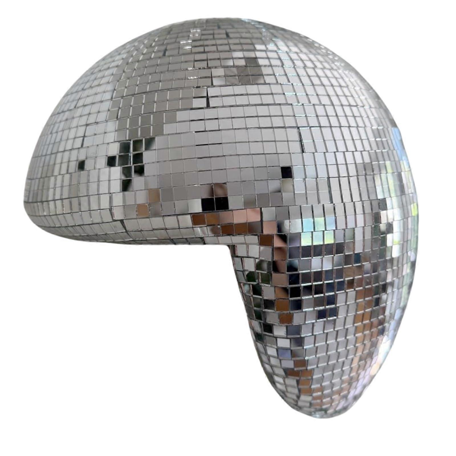 Melted Disco Ball Decor with Unique Sparkling Reflective Surface, Handmade Mirror Ball Sculpture Silver