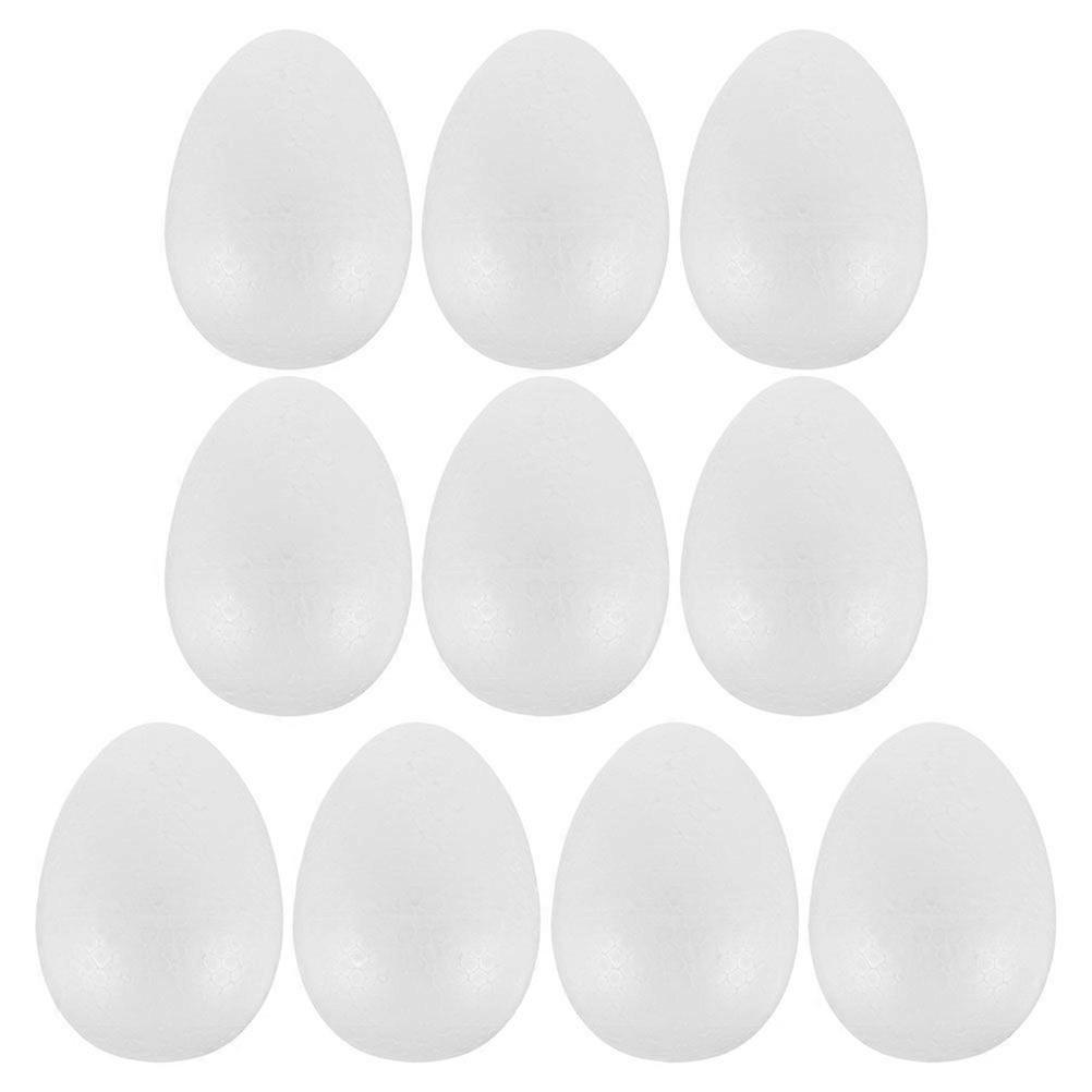 10Pcs Craft Foam Easter Eggs DIY Painting White Eggs Festive Decorations