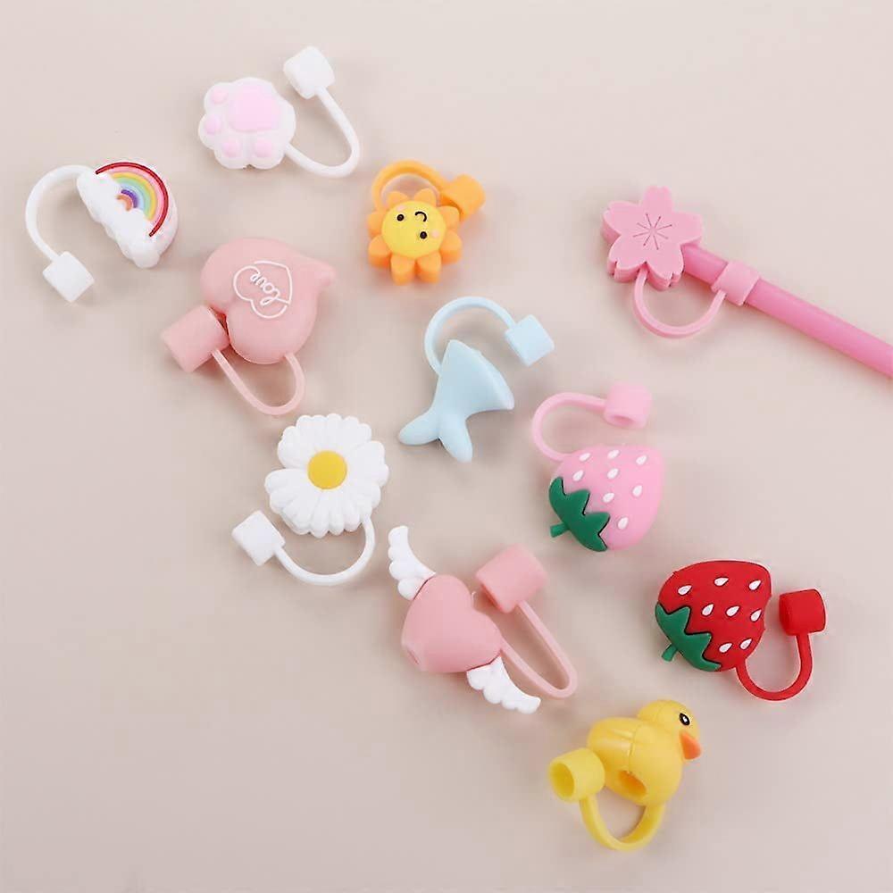 Silicone Straw Covers Cap, Straw Plug Durable Straws, Cartoon Straw Silicone Plug Resuable