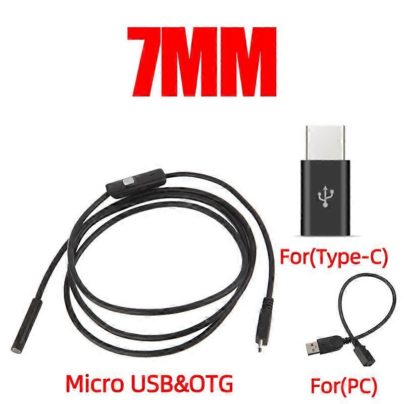 7mm Endoscope mini Camera Flexible IP67 Waterproof Micro USB Inspection Borescope Camera for Android PC Notebook 6LED Adjustable