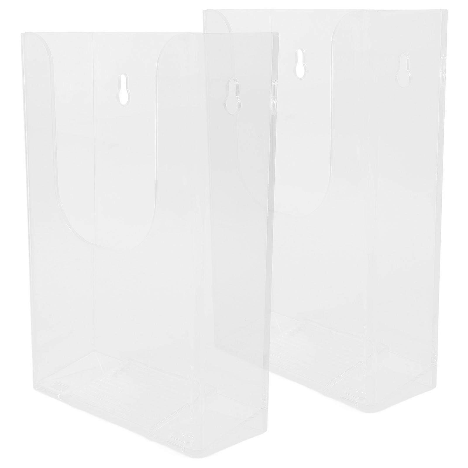 Wall Mount Acrylic Brochure Holder for Storage Use Transparent Multifunctional 2pcs