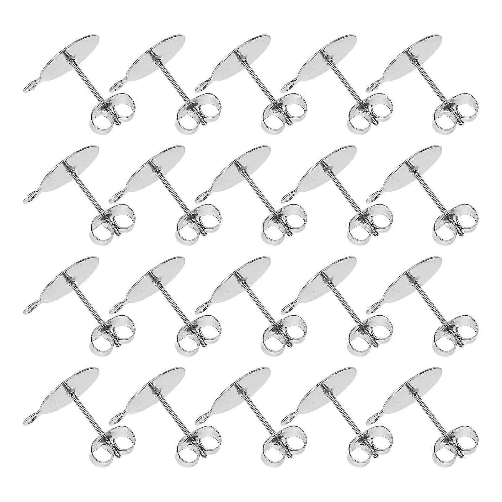Ear Studs Accessories Flat Round Stud Earring Posts for DIY 100Pcs Silver