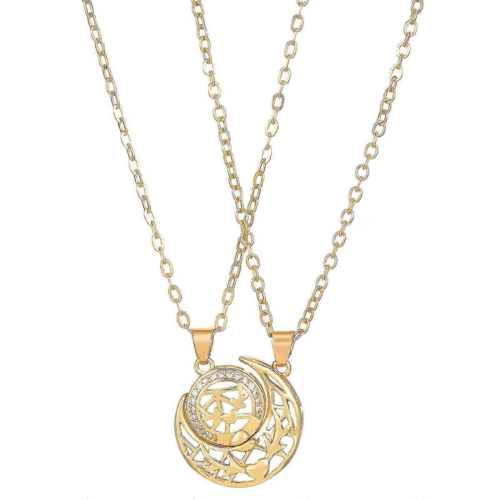 Colar elegante com símbolo do Sol e da Lua - Cobre resistente à oxidação, fecho magnético, presente perfeito