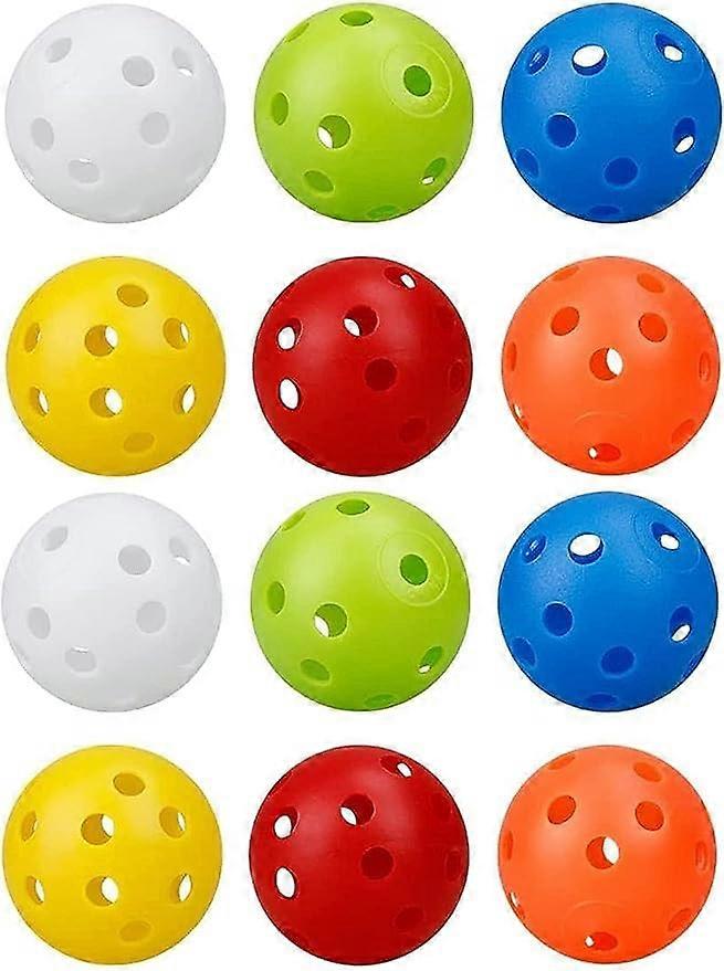 Practice Golf Balls Plastic 12 Pack 42mm Colored Limited Flight for Backyard Swing Training