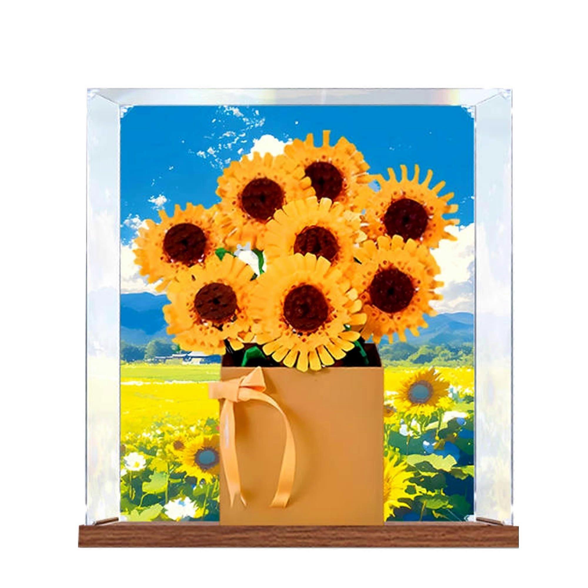 Acrylic Display Case for  40524 Flowers Set, Dustproof Clear Box with Solid Base