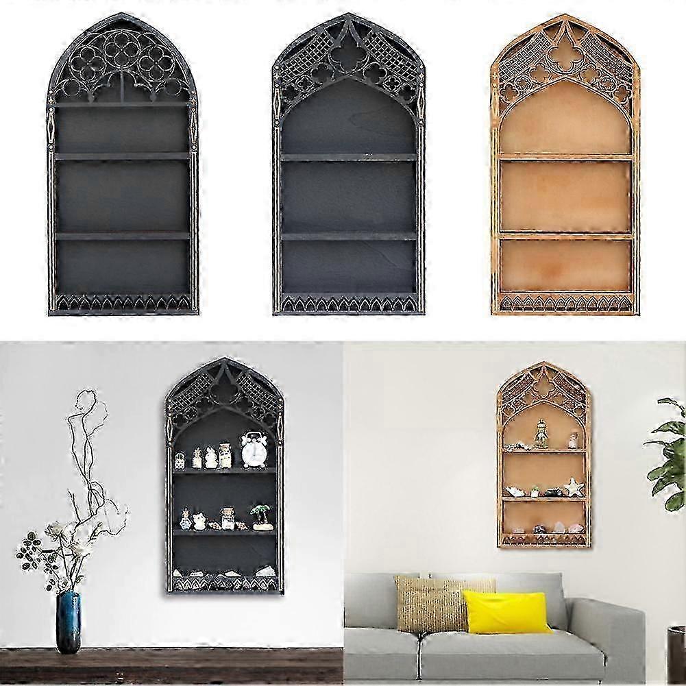 Multi-layer Floating Display Shelf, Four-leaf Clover Frame Star Gate Design, 40×20cm, Wall Decor Shelf