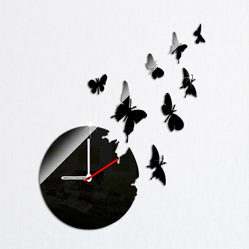 Removable 3D Black Mirror Wall Clock DIY Acrylic Wall Sticker
