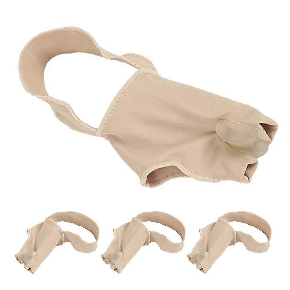 Toe Separator Socks for Valgus Corrector with Non-Slip Grip Insert 4Pairs Beige