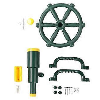 Green yellow,Playground Accessories for Kids Outdoor Playset Kids Pirate Telescope, Steering Wheel, 