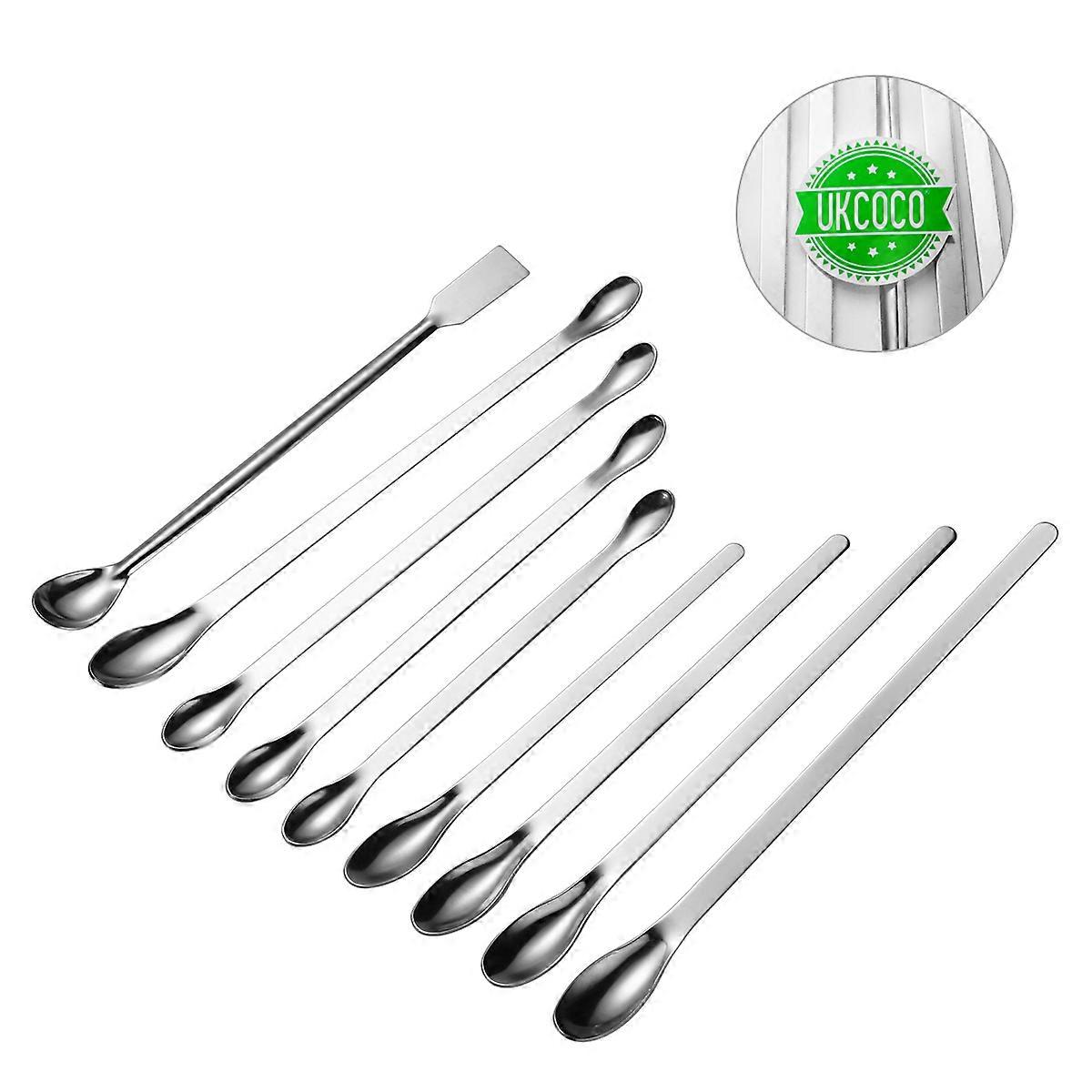 Sampling Spatula Stainless Steel Mixing Spoon for Sampling 2Pcs Silver