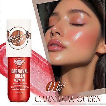 Óleo Corporal Iluminador Rio Sunset Glow Oil Semitransparente e à Prova de Transferência para Rosto e Corpo, Aroma Luxuoso de Pôr do Sol Rio, Hidratação com Brilho para uma Pele Radiante e com Efeito Beijo de Sol.