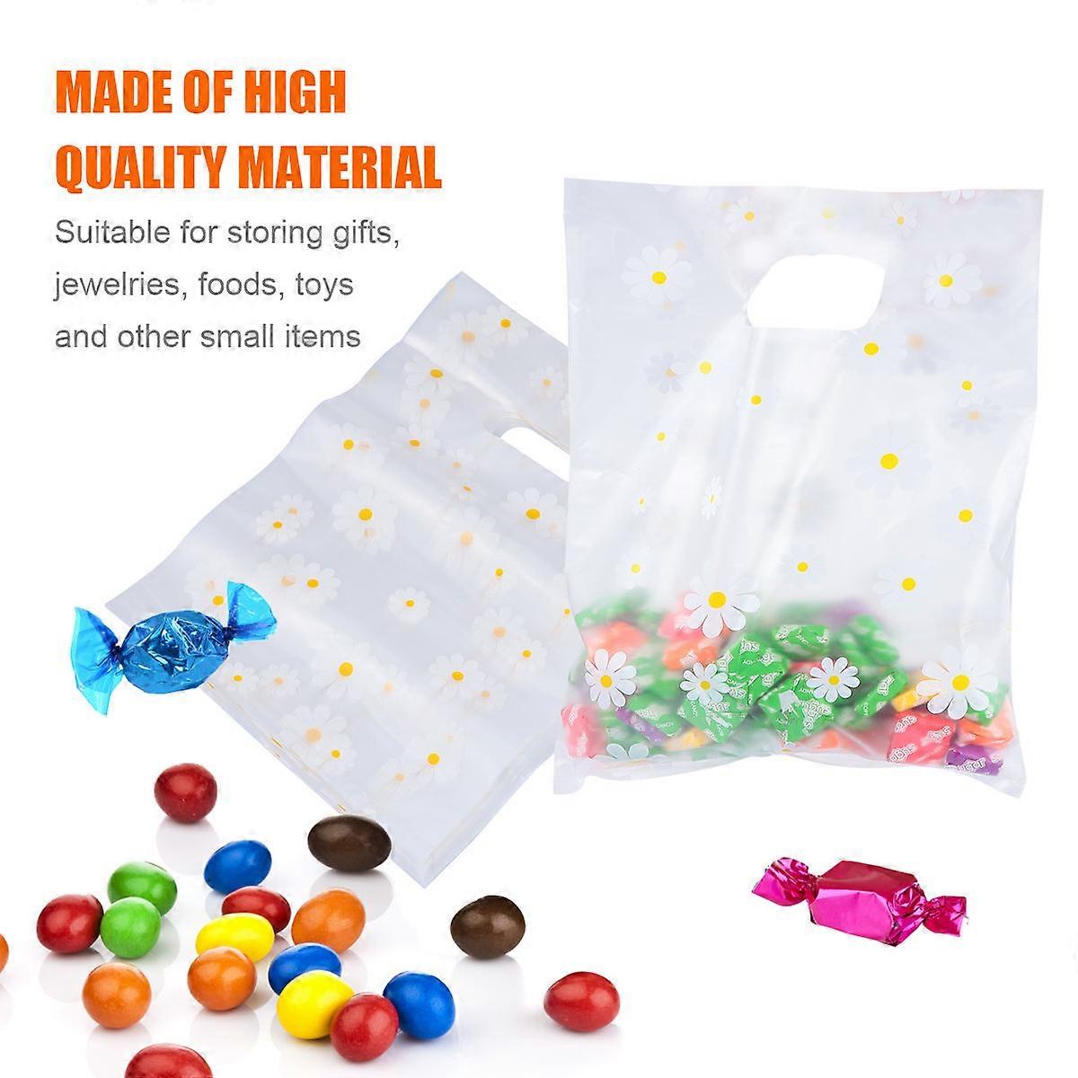 Transparent Plastic Tote Bag for Storage Use 100Pcs with Flower Pattern