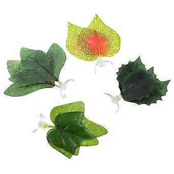 Piante decorative per terrari di rettili, piante finte in plastica per acquario, 4 pezzi