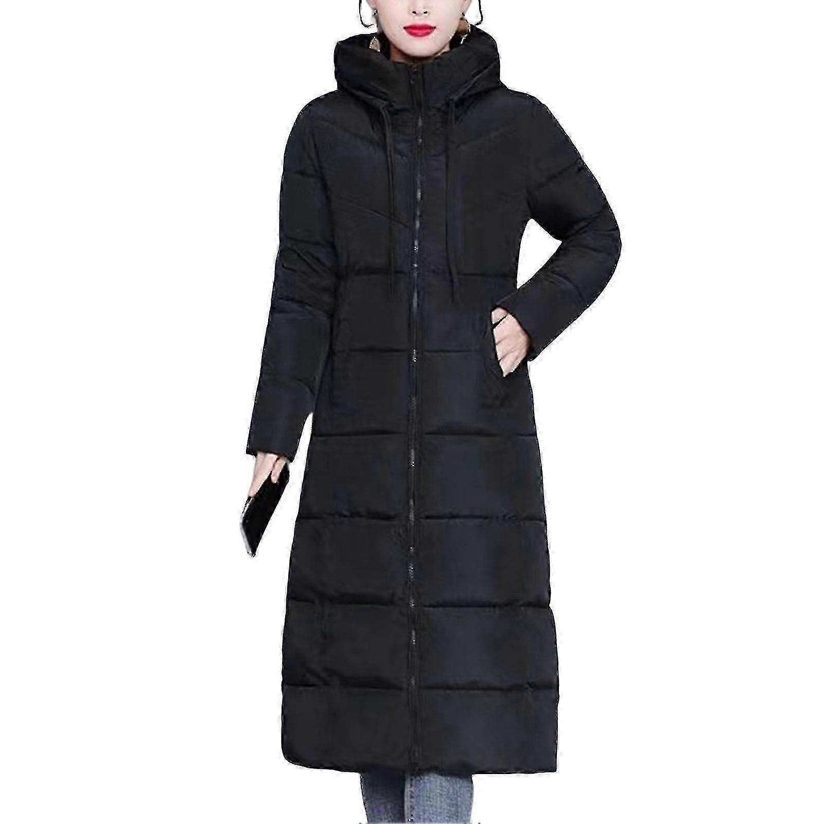 Women's Winter Down Jacket, Casual Long Zip Up Puffer Jacket
