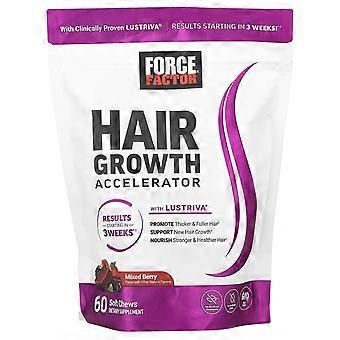 Force Factor, Acelerador del crecimiento del cabello, Frutos rojos, 60 comprimidos masticables blandos