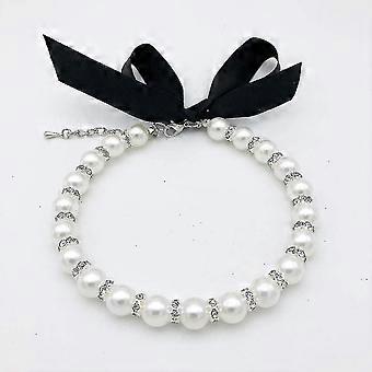 Dog Necklace Collar Pearls Jewelry For Small Dogs Puppy - Bling Rhinestones Cat Wedding Collar For Pets - Cute Teacup Chihuahua Yorkie Girll