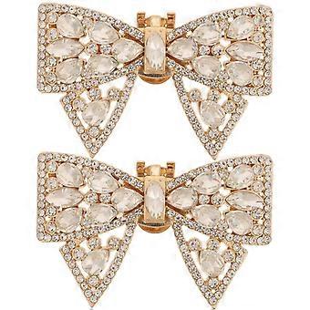 1 Pair Bowknot Shoe Clips Removable Shoe Buckles Rhinestone Shoe Charms Shoes Accessories