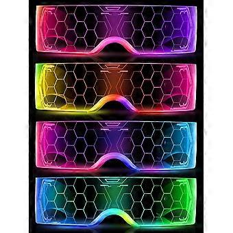 4 Pairs LED Visor Glasses Light up Glasses Futuristic Glasses Luminous Rave Glasses 7 Colors 4 Modes for Club Christmas Party