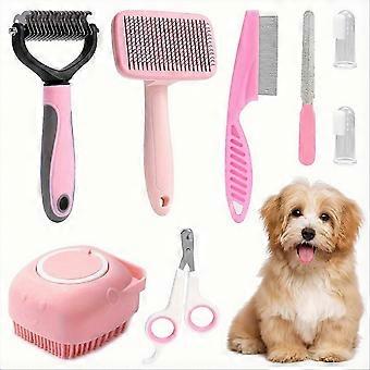 8pcs Dog Brush Grooming Set, Pet Self-Cleaning Set