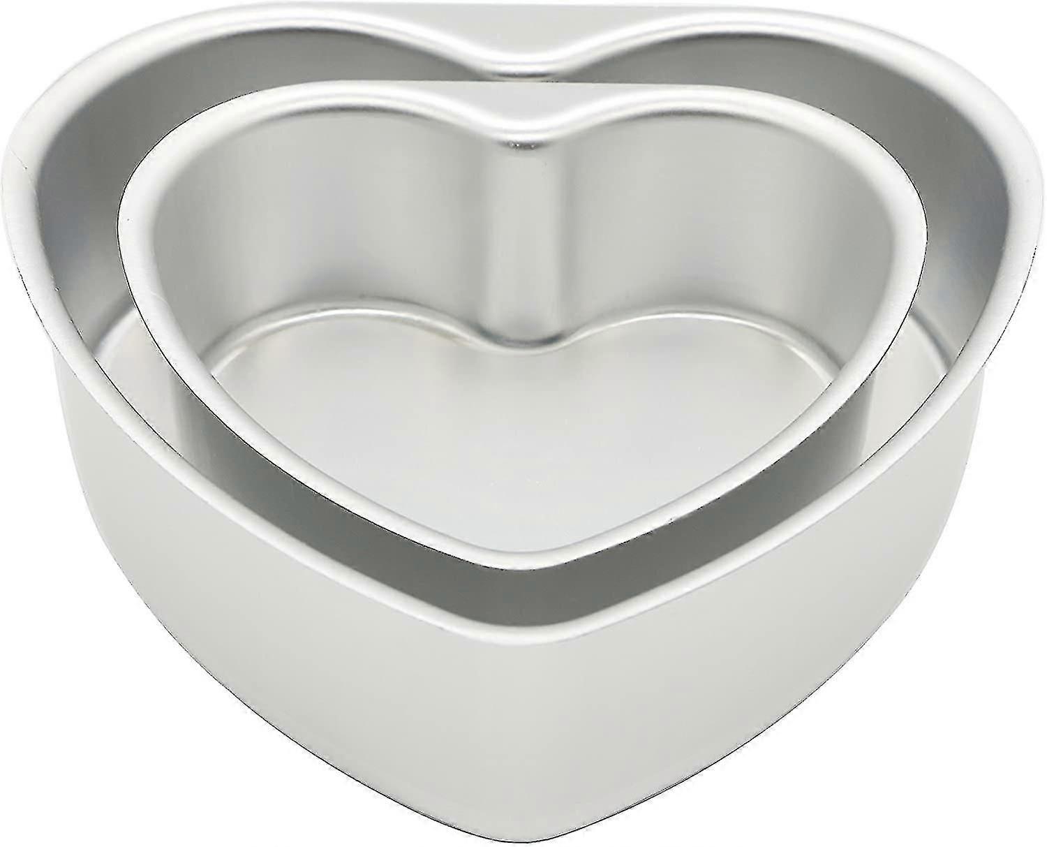 2 Pcs Cake Pan Set 6 Inch & 8 Inch Silver