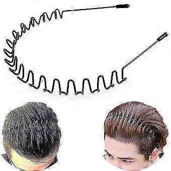 Metal Hair Band For Men Women's Headband, Unisex Black Wavy Spring Sports Headband For Men's Hair Band Hoop Clips Women Accessories Simple Elastic Non