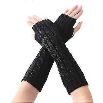 Womens Fingerless Gloves Knitted Wool Arm Warmers for Winter Autumn Spring