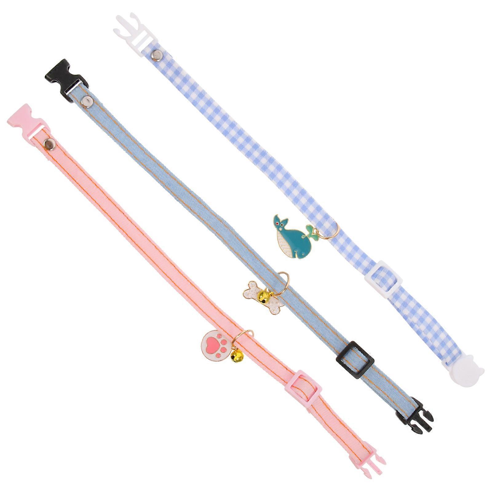 Cat Collar Adjustable Decorative 3Pcs Kitten Neck Collar