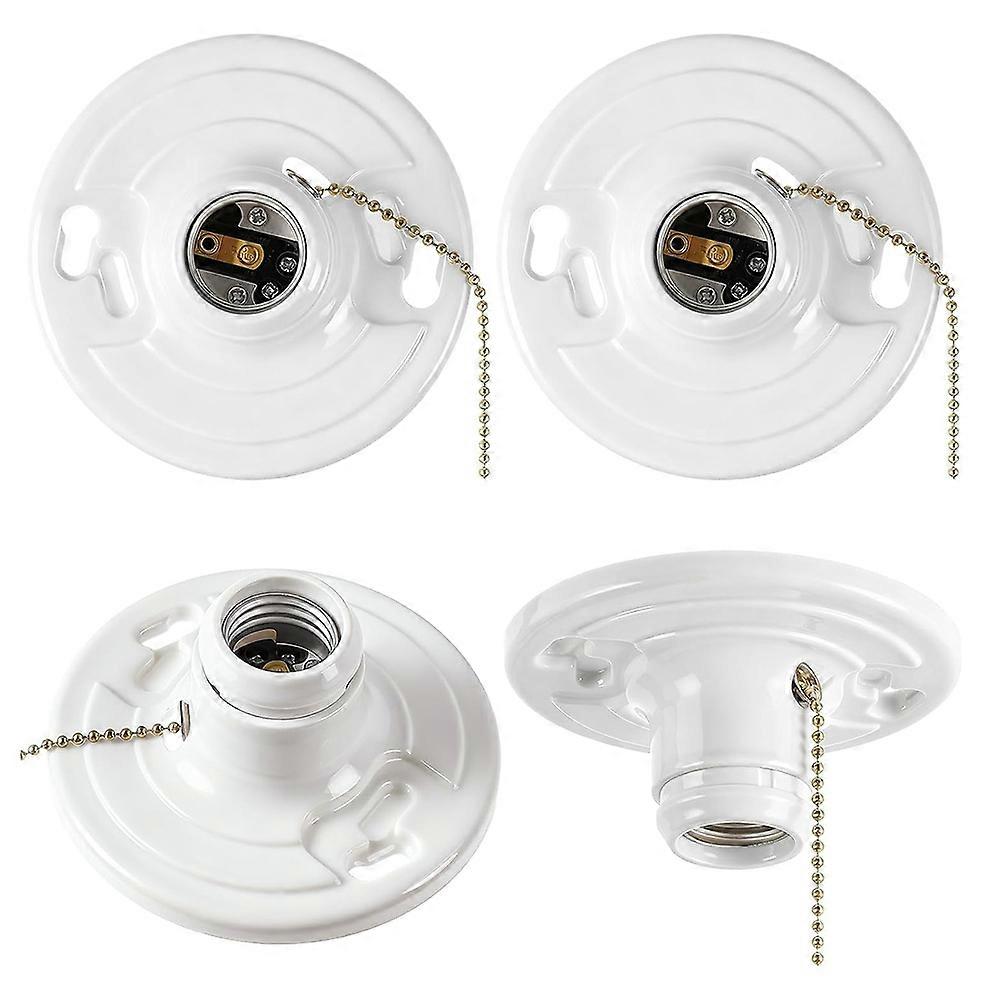 4-Pack E26 Keyless Lamp Holder with Pull Chain Ceiling Mount Socket for Various Bulbs