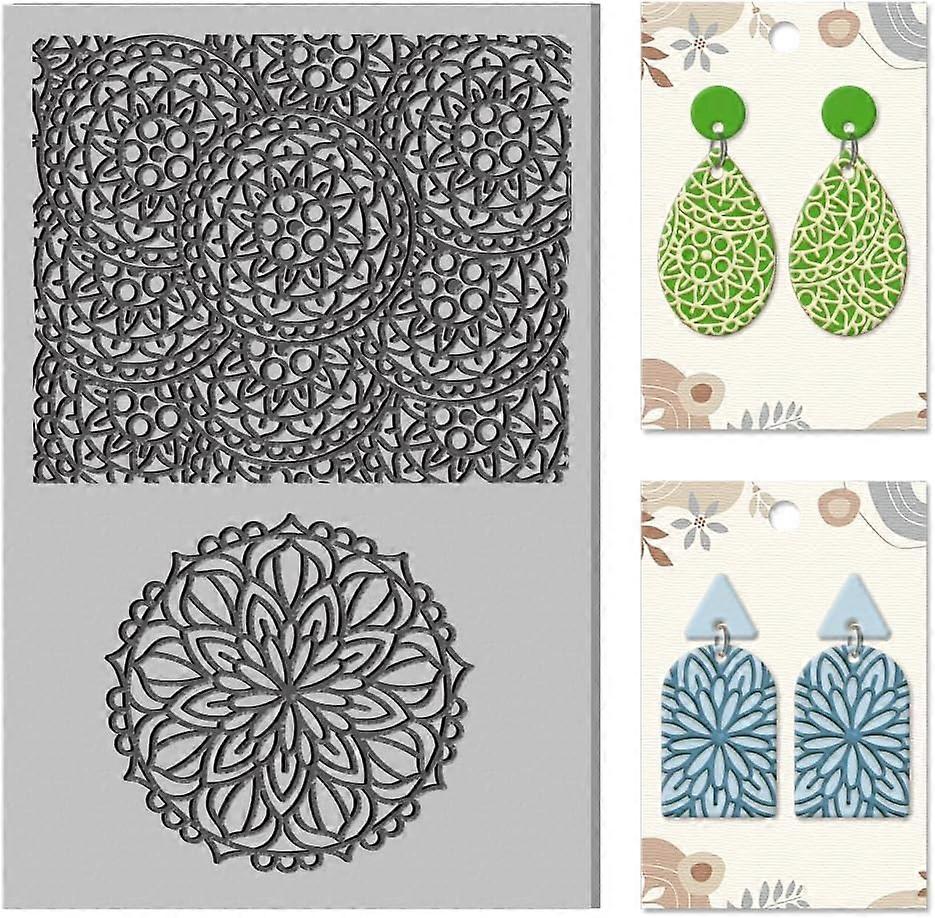 Circular Pattern Background Clay Texture Mat Clay Modeling Pattern Pad Retro Mandala Floral Pattern Texture Sheets for Polymer