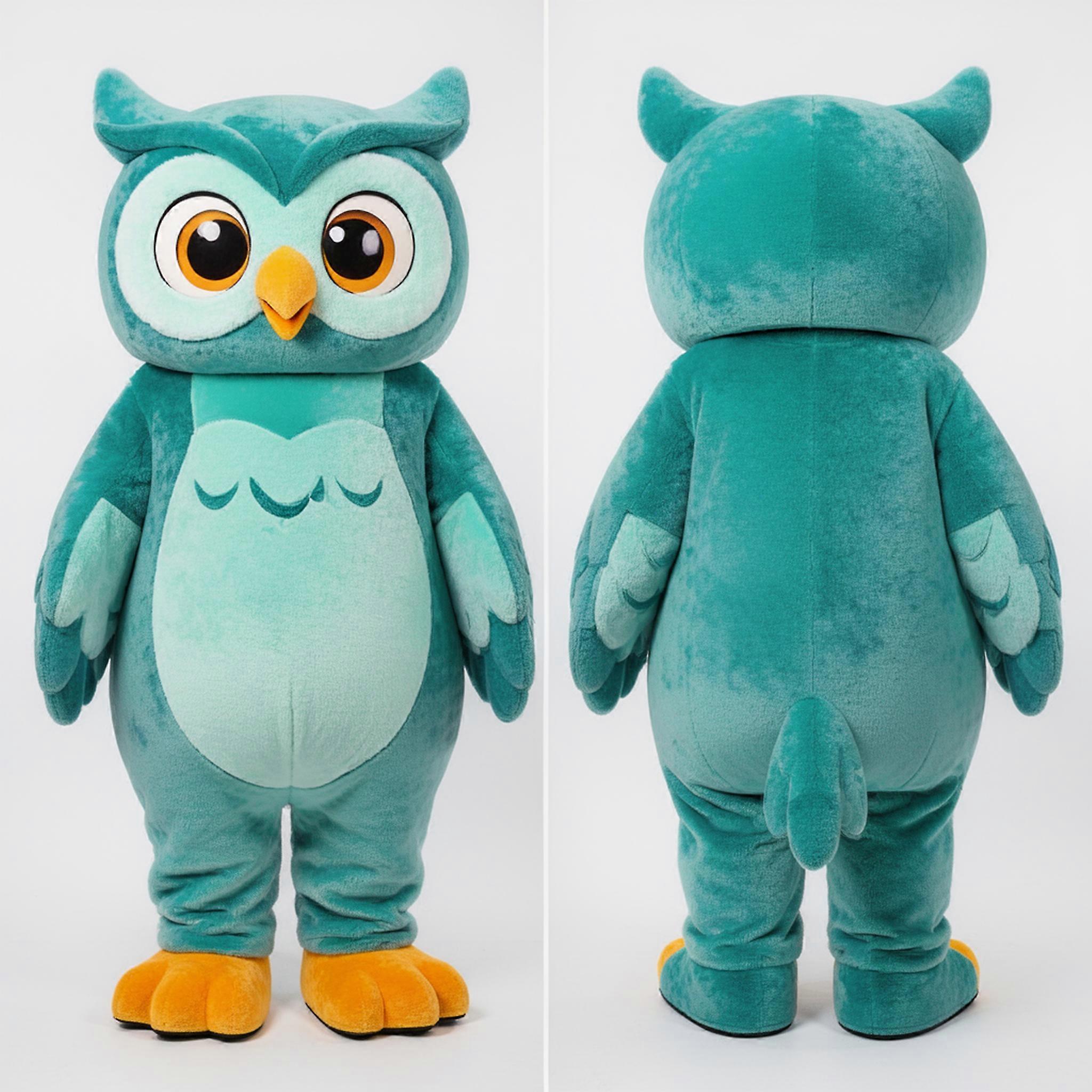 MASTICOT Teal Velvety Owl Mascot